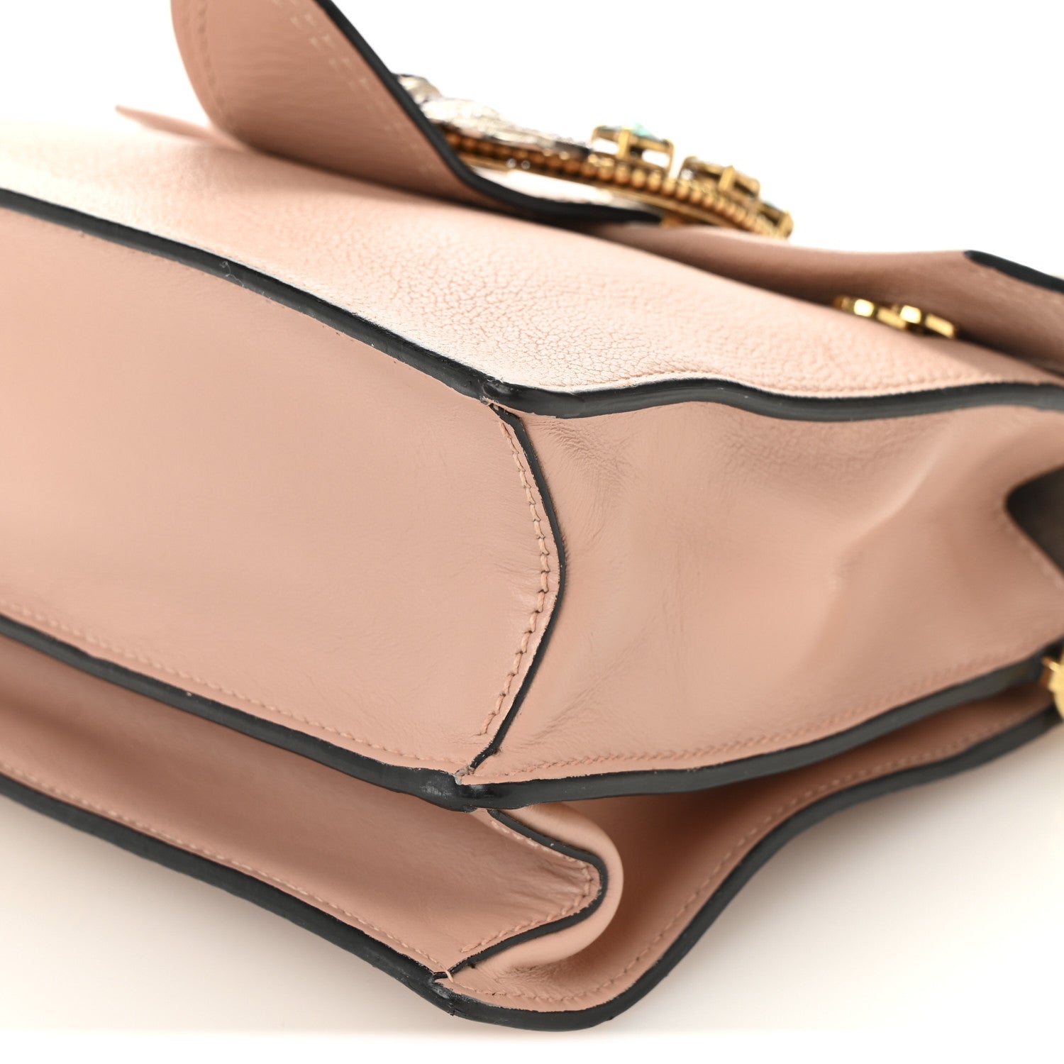 Miu Miu Goatskin Madras Soft Calfskin Crystal Embellished Top Handle Bag Mughetto 9 of 11