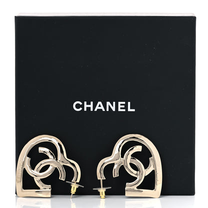 Chanel Metal CC Heart Coco In Love Hoop Earrings Gold 6 of 6