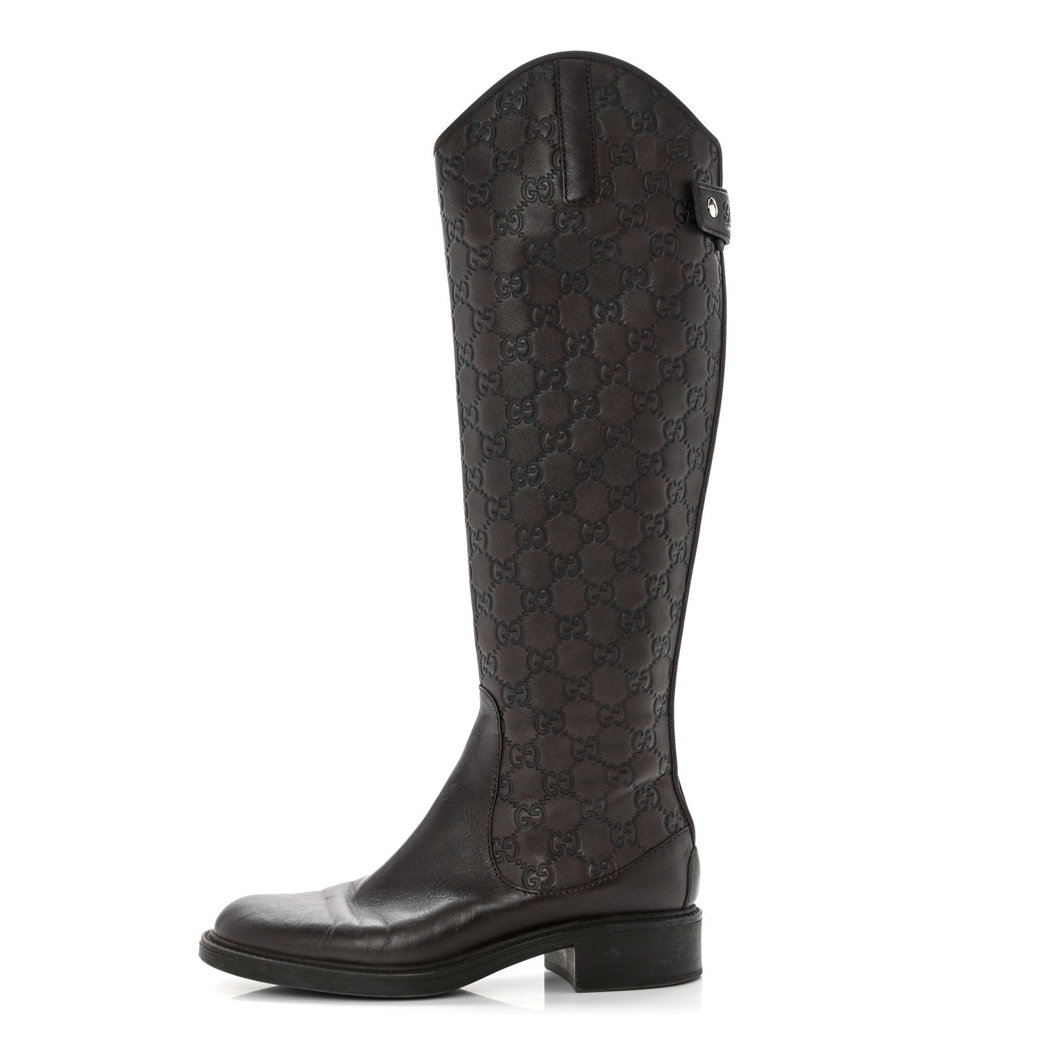 Gucci Guccissima Calfskin Miro Soft Knee High Riding Boots 37 Chocolate 1 of 9