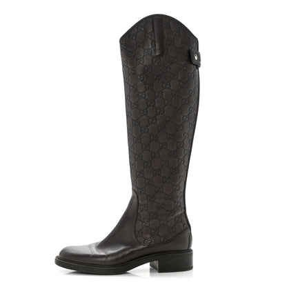 Gucci Guccissima Calfskin Miro Soft Knee High Riding Boots 37 Chocolate 1 of 9
