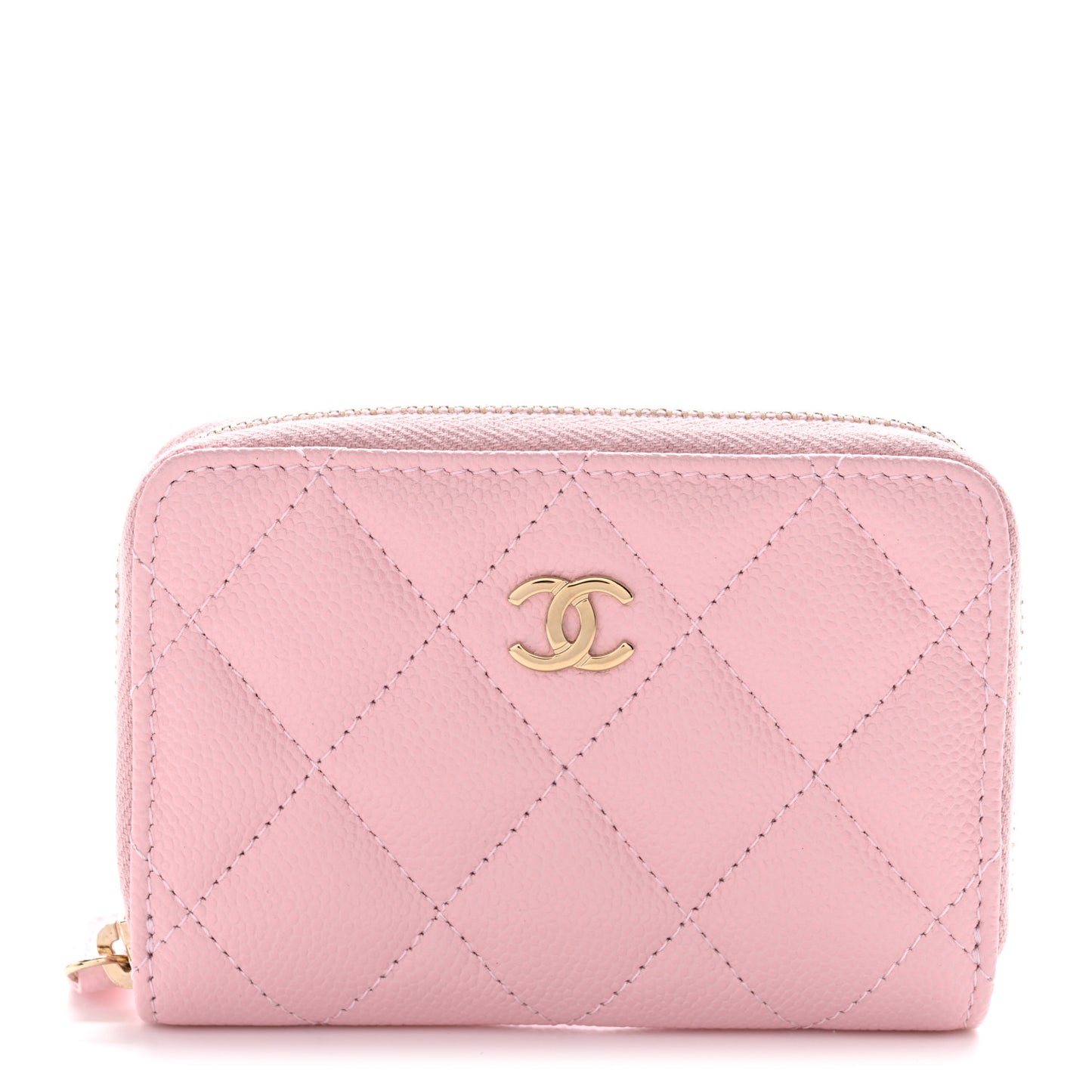 Caviar Quilted Zip Coin Purse Light Pink