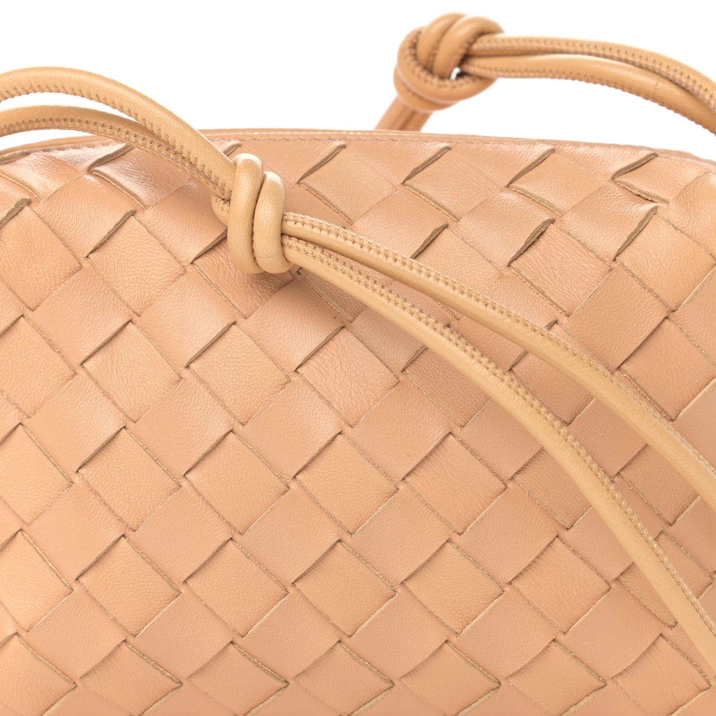 Nappa Calfskin Intrecciato Mini Looping Crossbody Almond