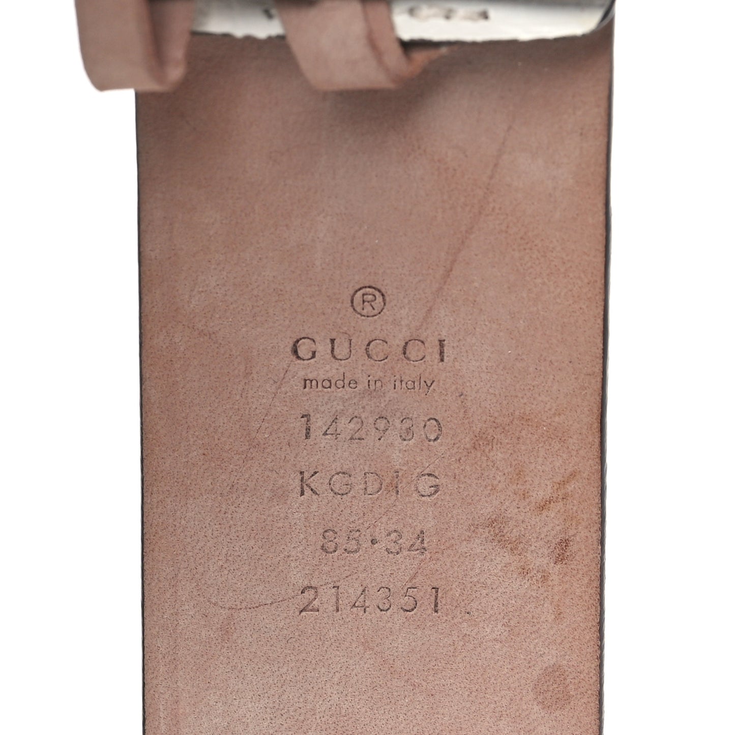 GG Plus Monogram Calfskin Interlocking G 40mm Belt 85 34 White
