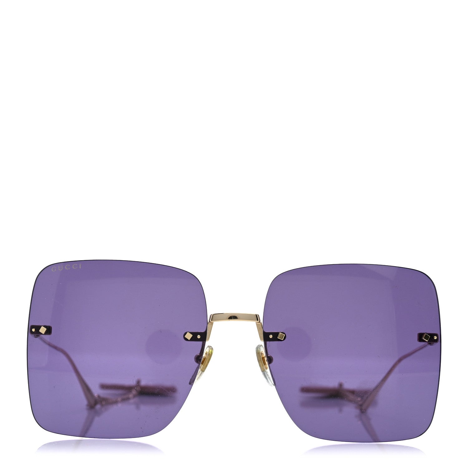 Gucci Metal Acetate Detachable Charm Rimless Square Sunglasses GG1147S Black Gold 2 of 8