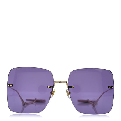 Gucci Metal Acetate Detachable Charm Rimless Square Sunglasses GG1147S Black Gold 2 of 8