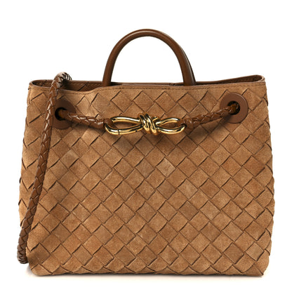 Bottega Veneta Suede Intrecciato Small Andiamo Shoulder Bag Amber 1 of 10