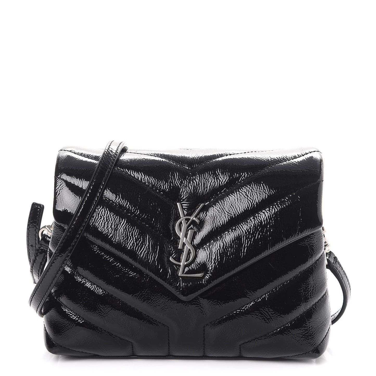 Patent Y Quilted Monogram Toy Loulou Crossbody Bag Black