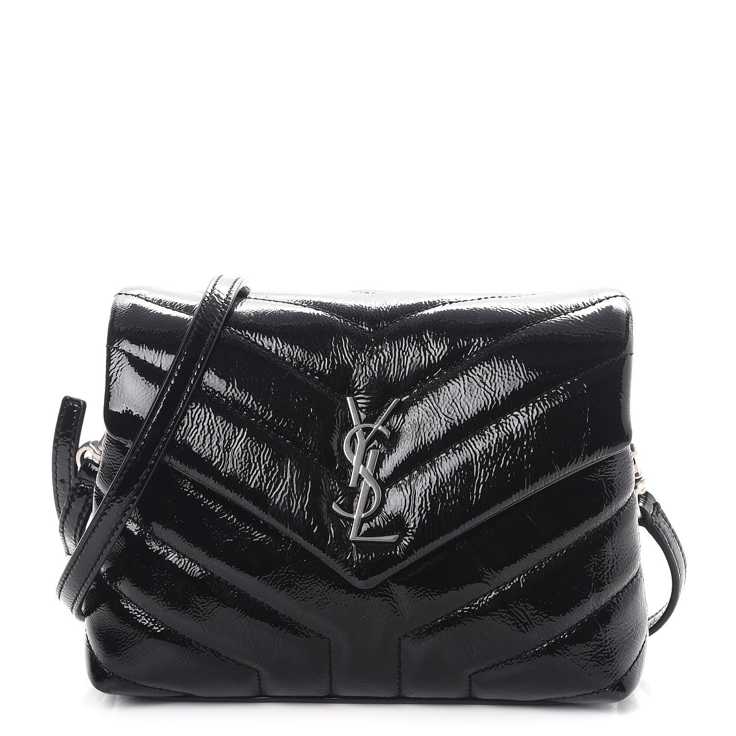 Saint Laurent Patent Y Quilted Monogram Toy Loulou Crossbody Bag Black 1 of 8