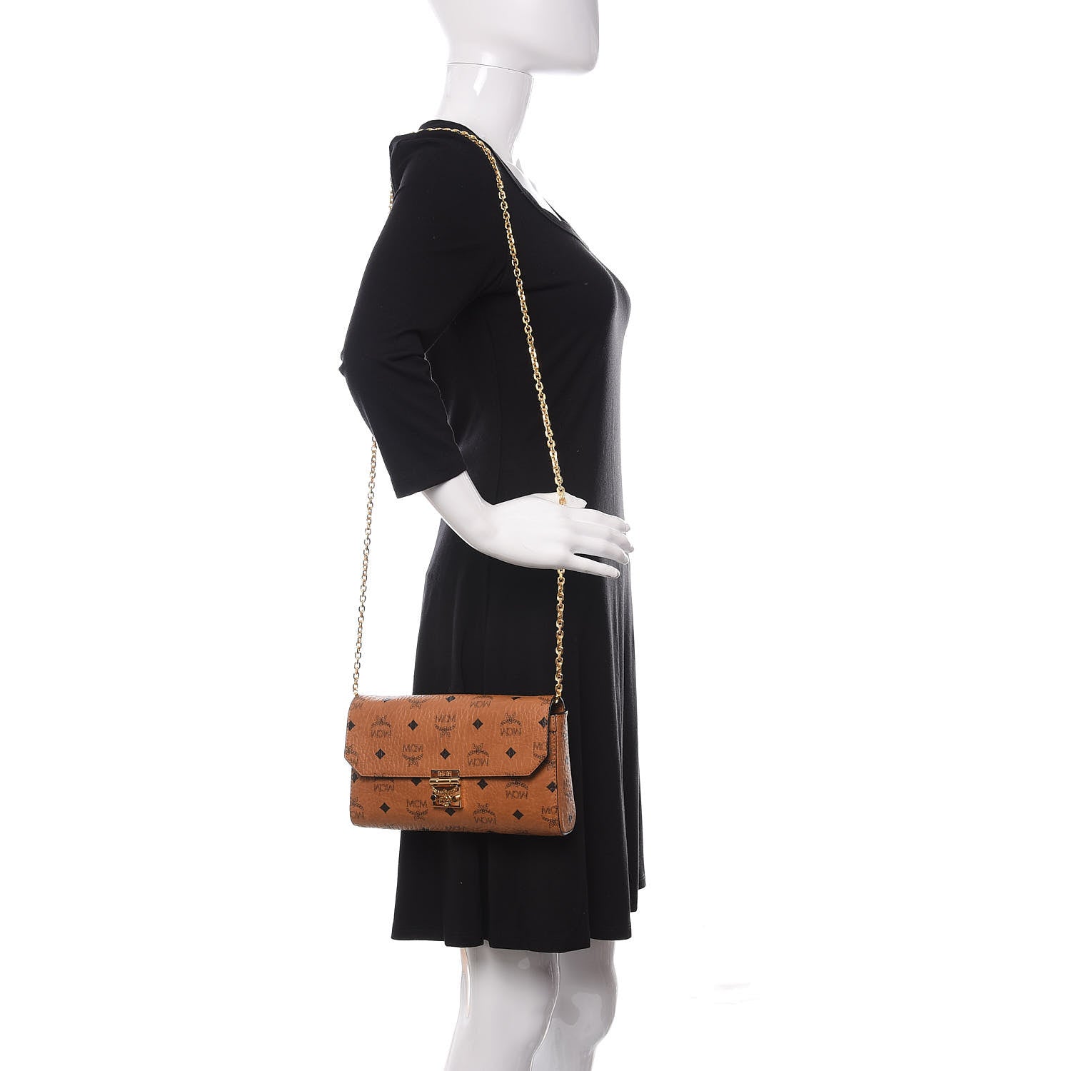 MCM Visetos Small Millie Crossbody Bag Cognac 2 of 9