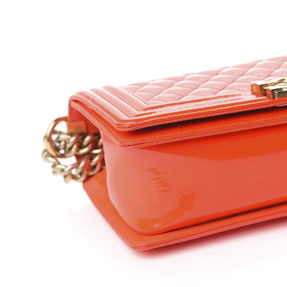 Chanel Patent Quilted Medium Boy Flap Orange 8 of 16