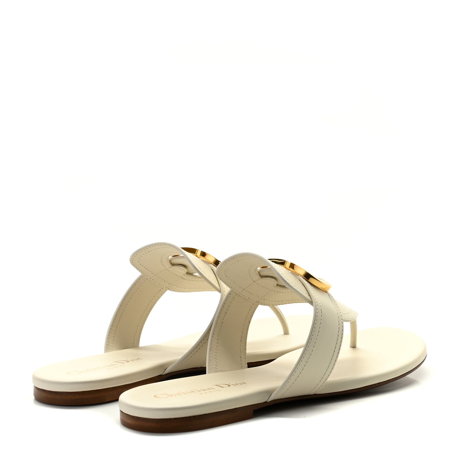 Christian Dior Calfskin 30 Montaigne Thong Sandals 38 White 3 of 9