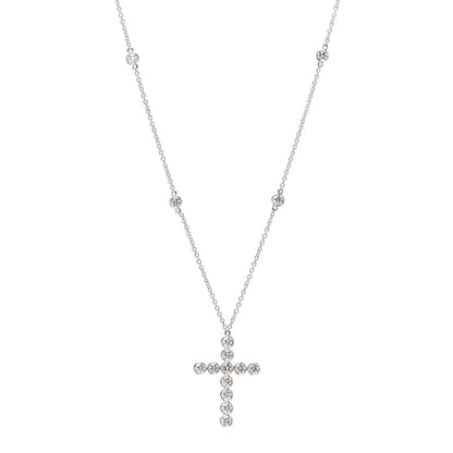 Tiffany Platinum Diamond Small Jazz Cross Pendant Necklace 1 of 6