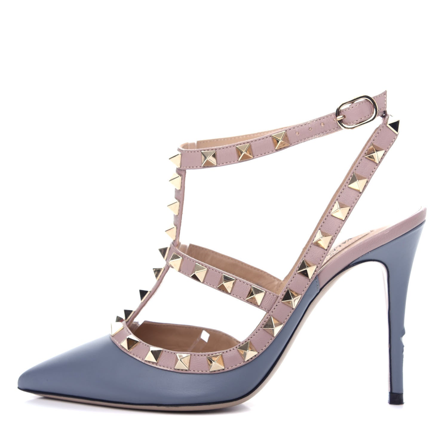 Valentino Garavani Nappa Rockstud Ankle Strap Pumps 35.5 Stone Poudre 1 of 11