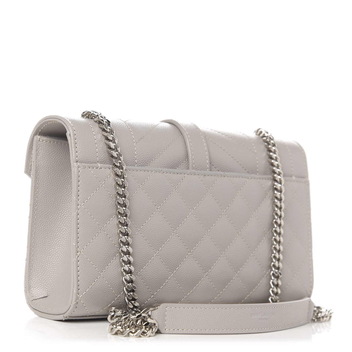Saint Laurent Grain De Poudre Textured Mixed Matelasse Triquilt Small Monogram Satchel Optical White 3 of 10