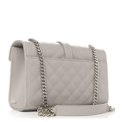 Saint Laurent Grain De Poudre Textured Mixed Matelasse Triquilt Small Monogram Satchel Optical White 3 of 10