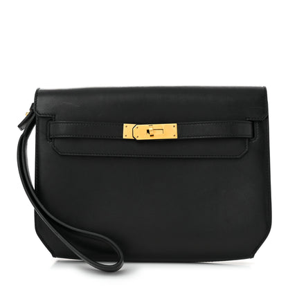 Hermes Taurillon Novillo Kelly Depeches 25 Pouch Black 1 of 10