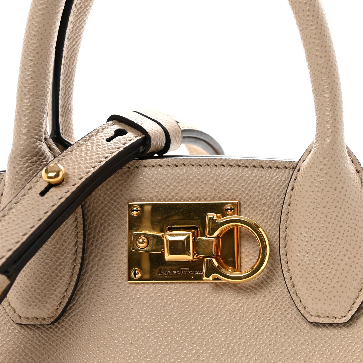 Salvatore Ferragamo Calfskin Small The Studio Box Bag Daino
