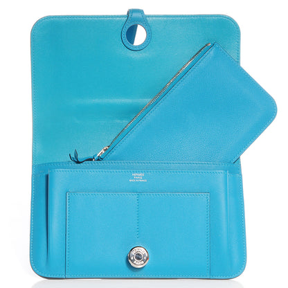 Hermes Swift Calfskin Dogon Wallet Turquoise 6 of 8