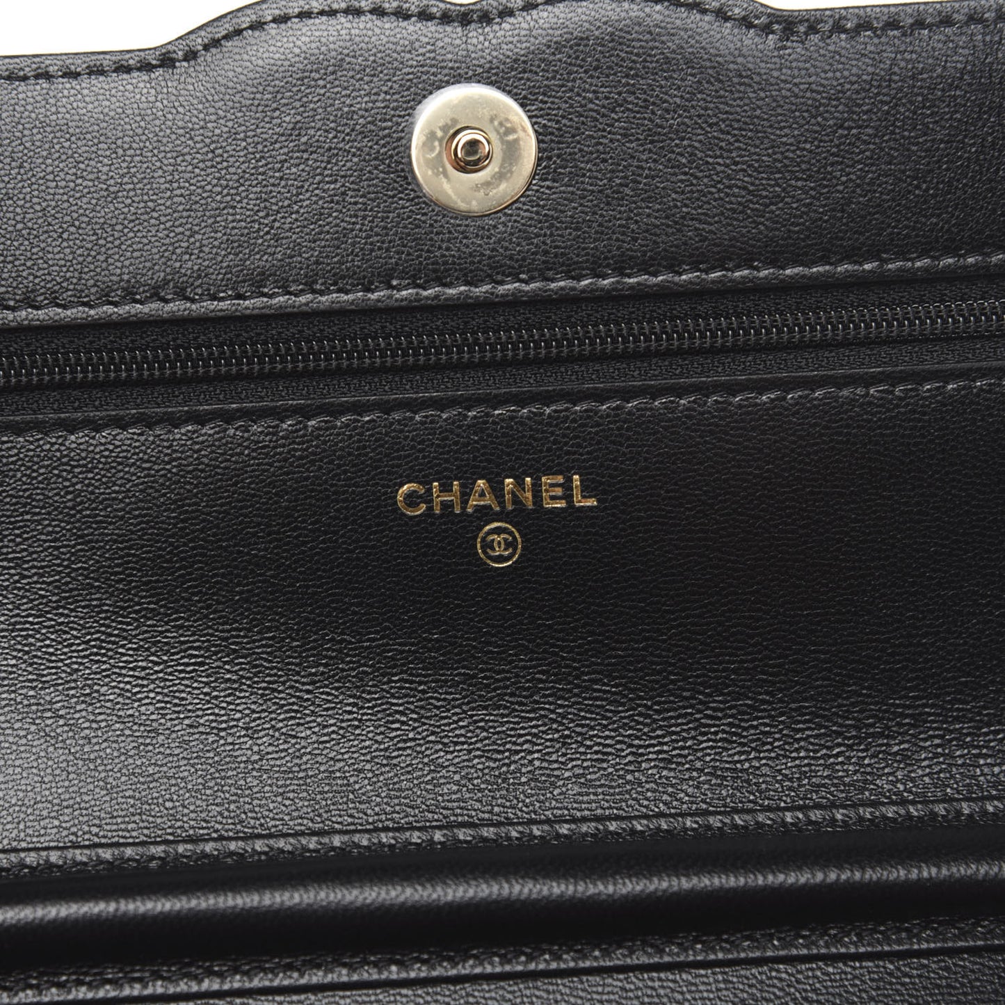 Goatskin Quilted Timeless CC Wallet On Chain WOC Black