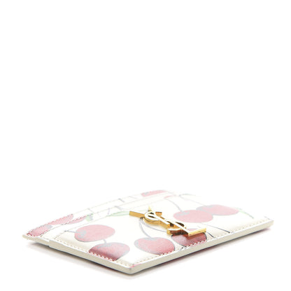 Saint Laurent Calfskin Monogram Cherry Credit Card Case 4 of 10