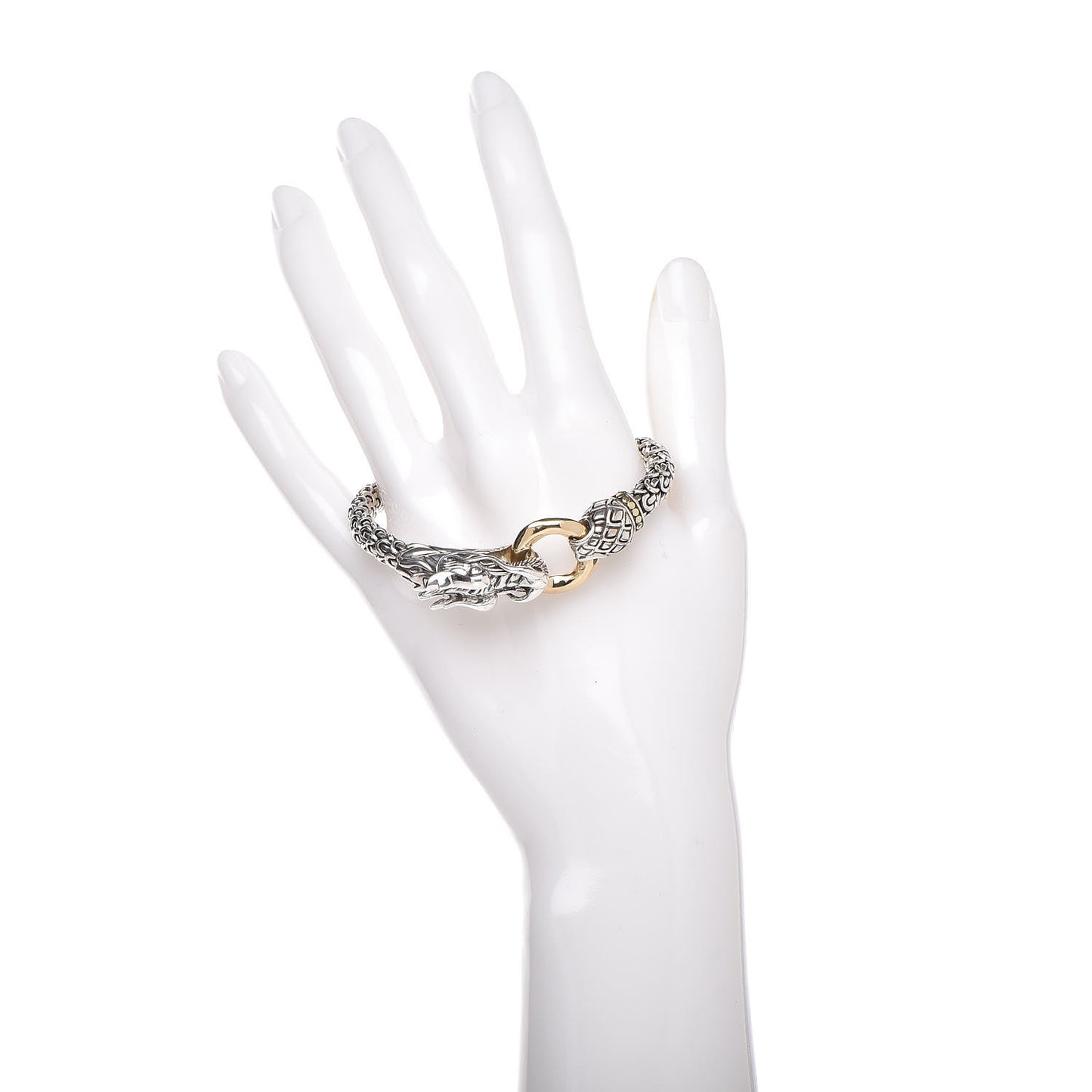 Sterling Silver 18K Yellow Gold 6mm Naga Dragon Bracelet