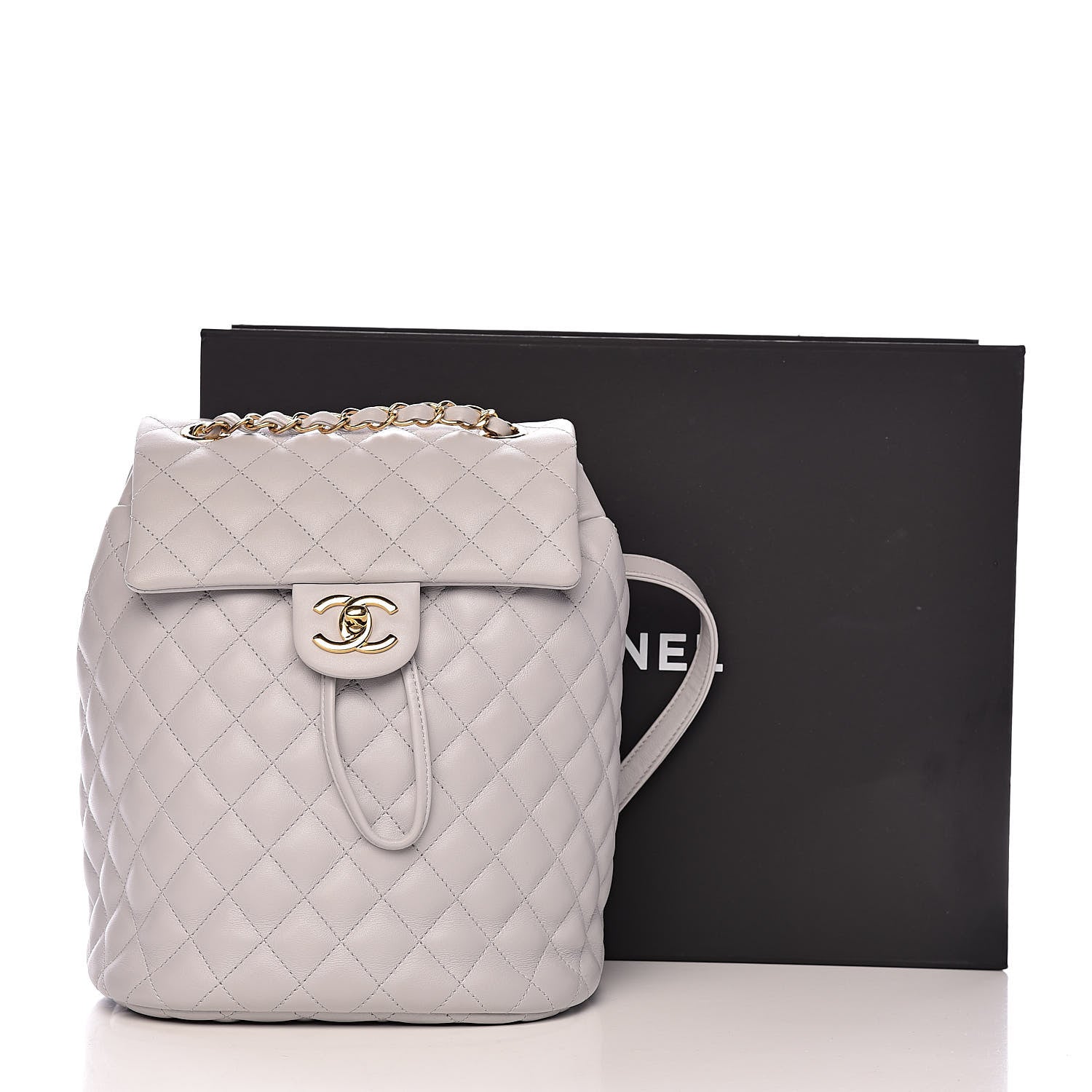Chanel Calfskin Quilted Small Urban Spirit Backpack Light Grey 13 of 13