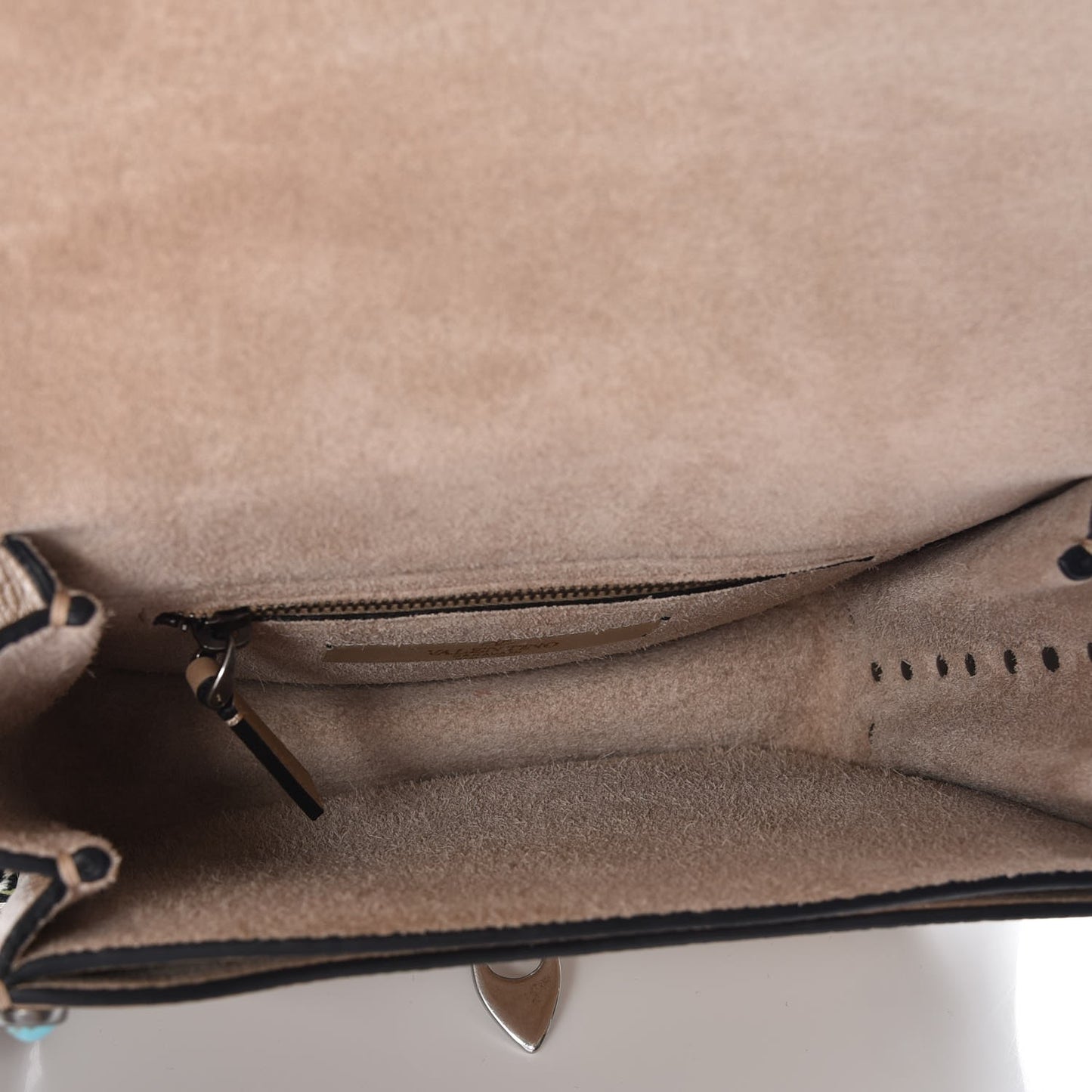 Grained Calfskin Turquoise Guitar Strap Rockstud Rolling Shoulder Flap Messenger Bag Soft Noisette