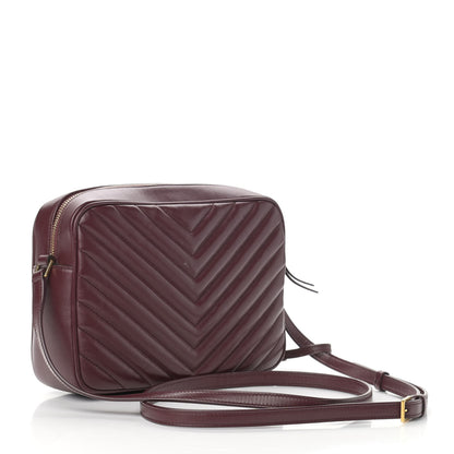 Saint Laurent Calfskin Matelasse Monogram Lou Camera Bag Dark Legion Red 3 of 9