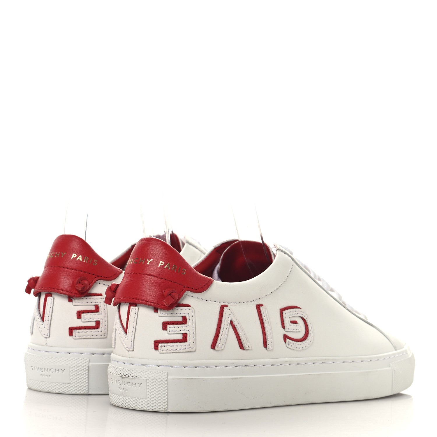Givenchy Calfskin Reverse Logo Womens Urban Street Sneakers 37.5 White Red 5 of 10