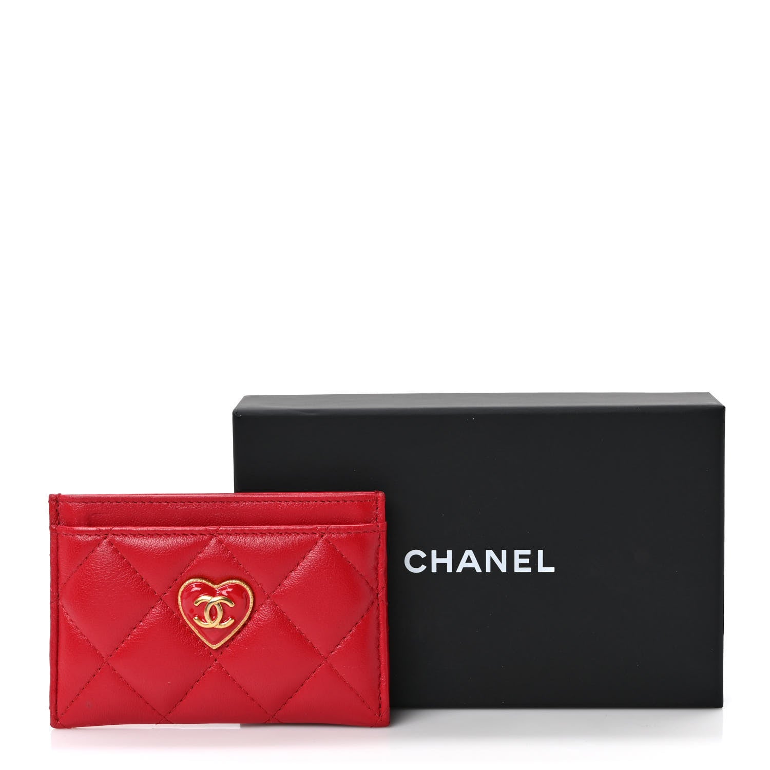 Chanel Lambskin Plexiglass Quilted Coco Love Card Holder Red 8 of 8