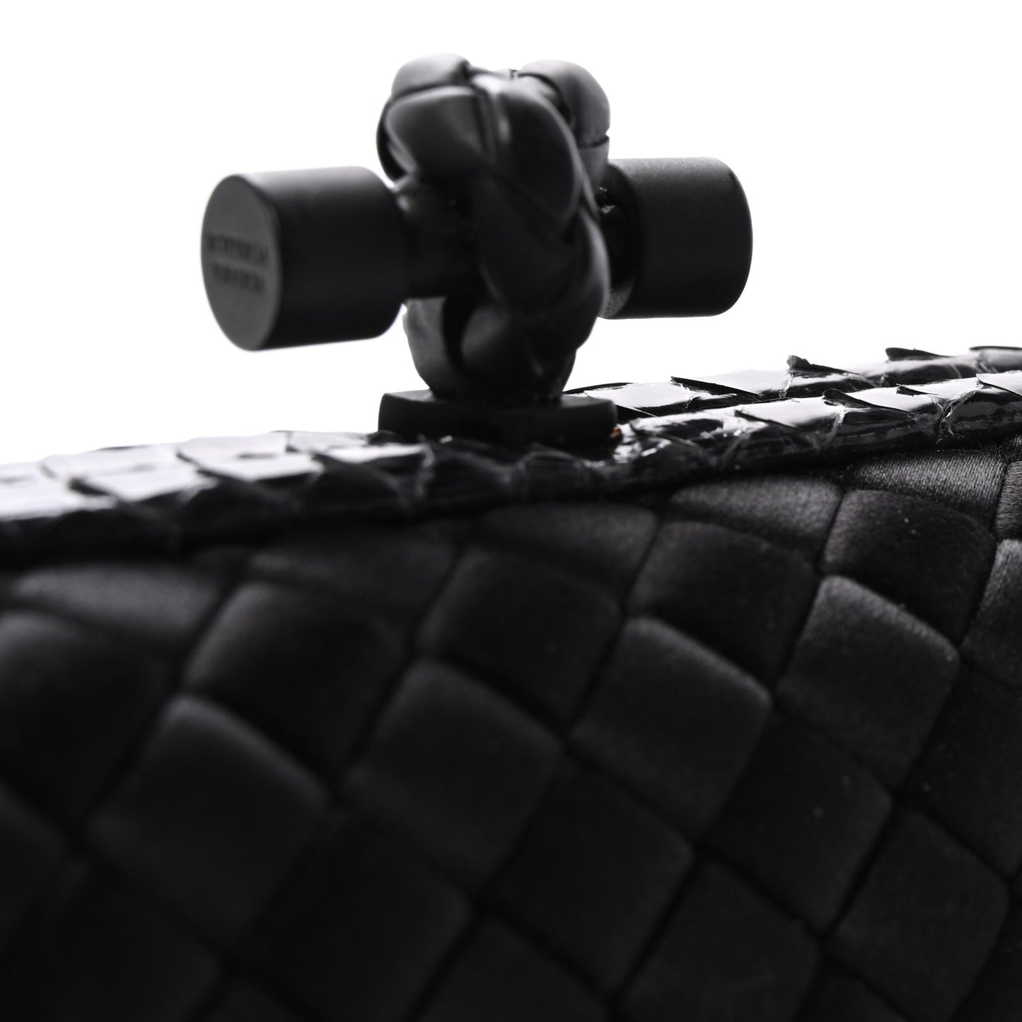 Satin Ayers Intrecciato Chain Knot Clutch Black