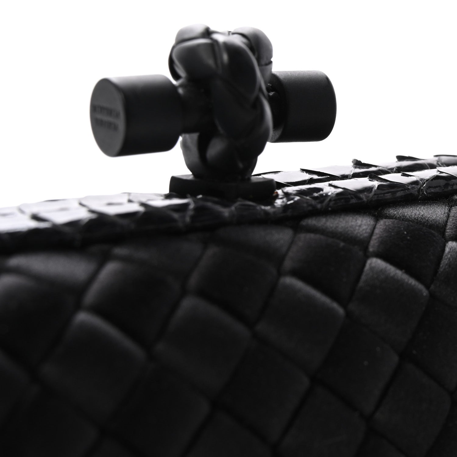 Bottega Veneta Satin Ayers Intrecciato Chain Knot Clutch Black 9 of 9