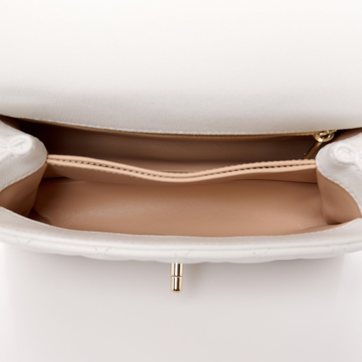 Caviar Quilted Mini Coco Handle Flap White