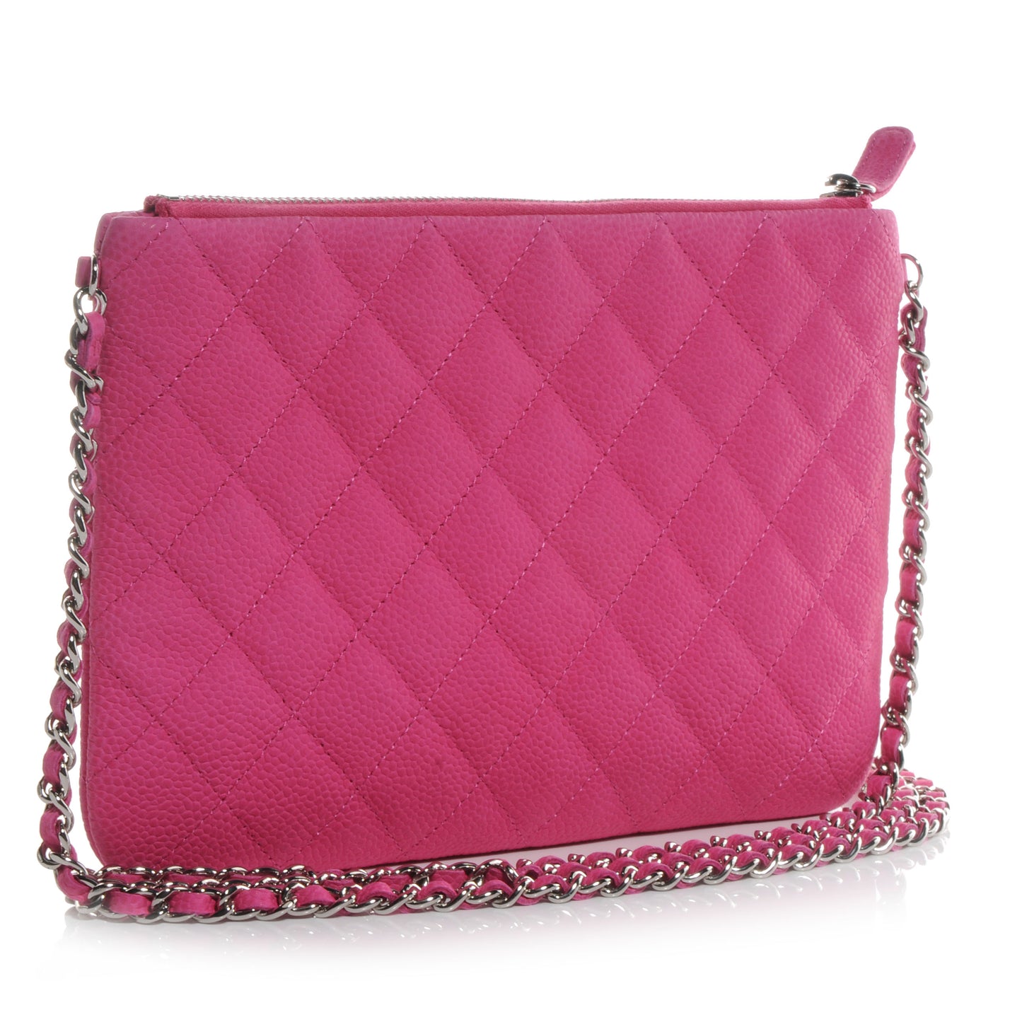 Iridescent Caviar Daily Zip Crossbody Fuchsia