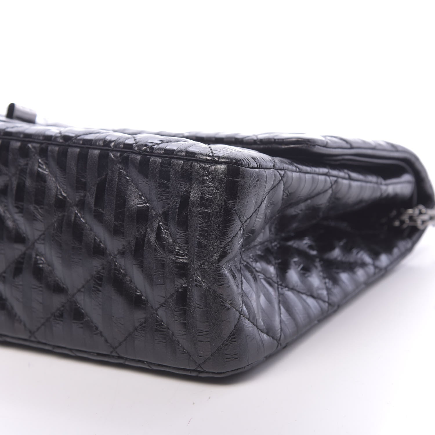 Chanel Metallic Calfskin Striped 2.55 Reissue 227 Flap Black 9 of 11