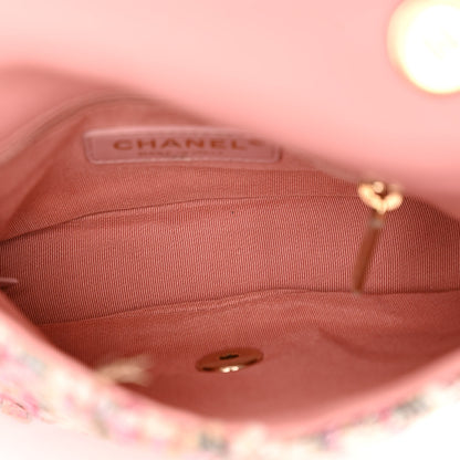 Chanel Tweed Mini Pearl Handle Flap Pink Beige Orange Ecru 5 of 10