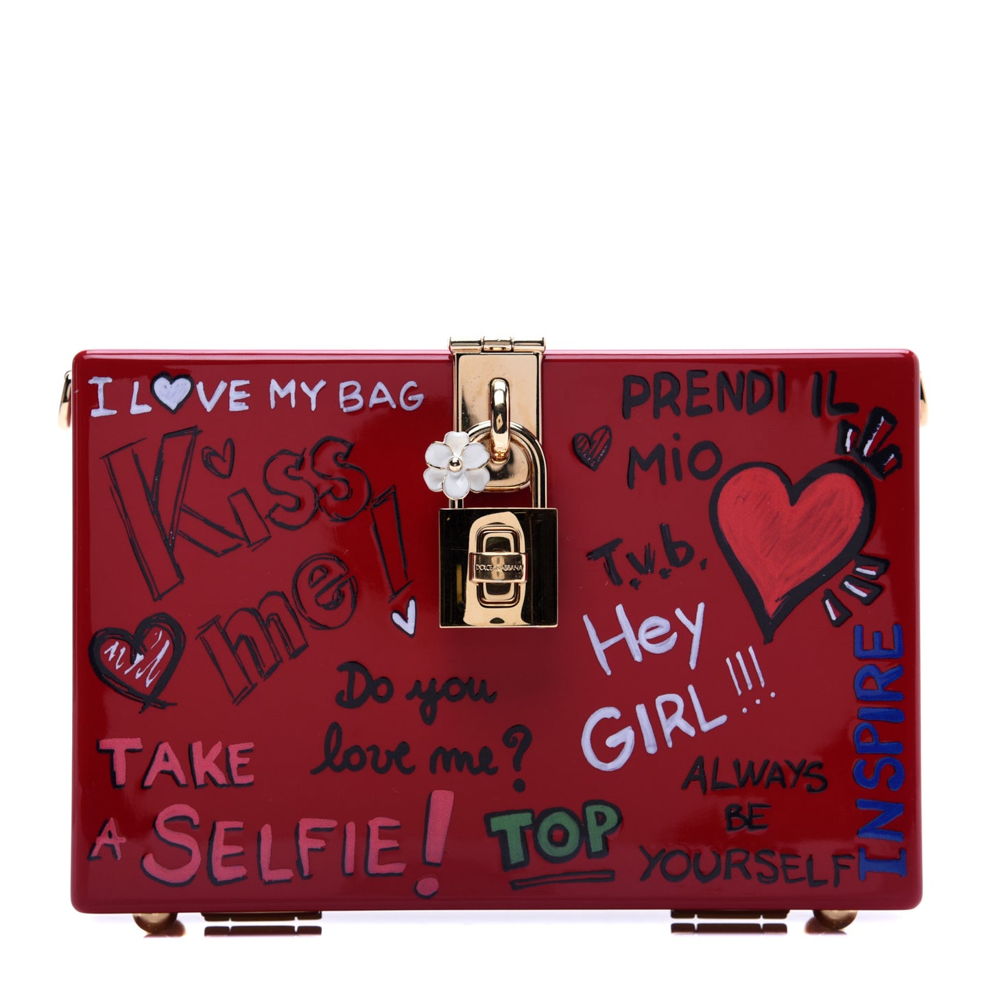Acrylic Graffiti Printed Box Crossbody Bag Red