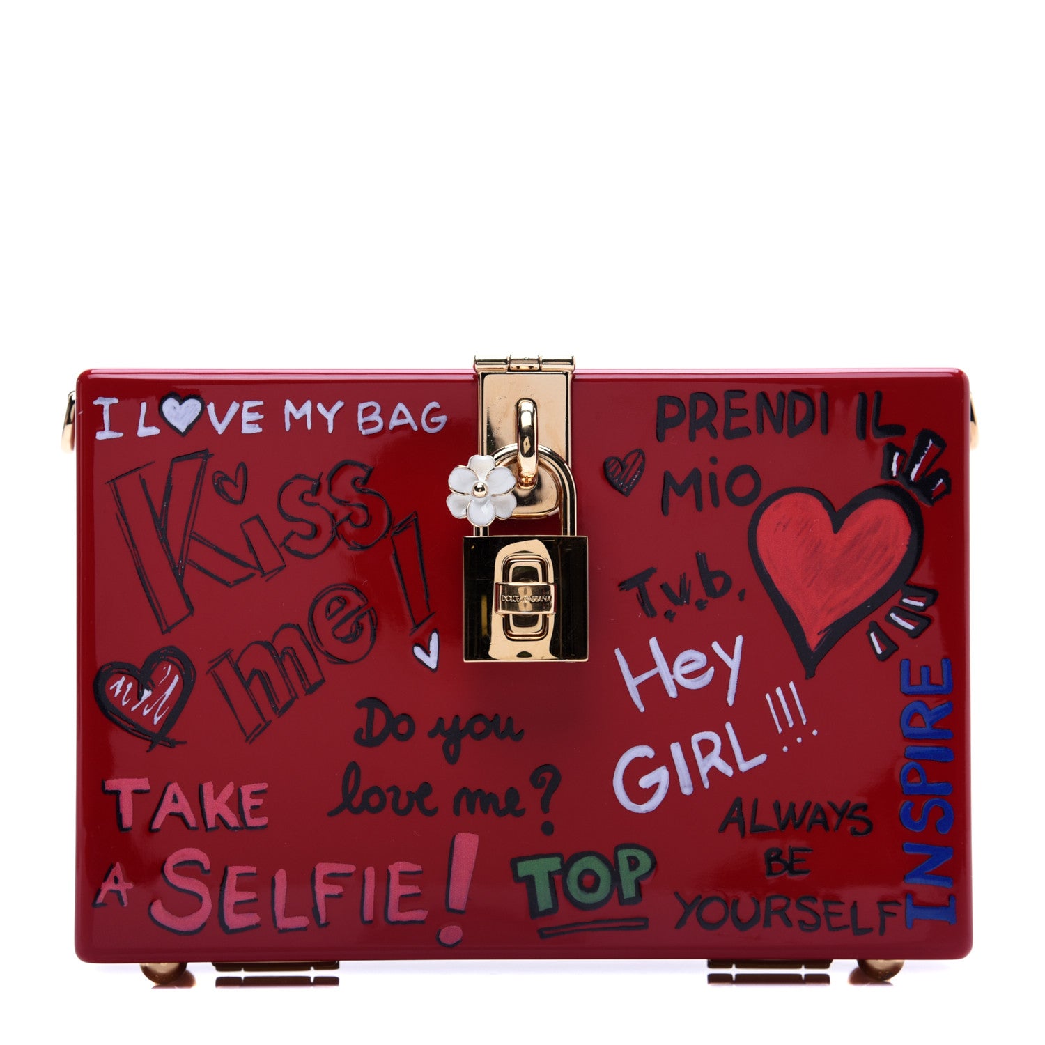 Dolce & Gabbana Acrylic Graffiti Printed Box Crossbody Bag Red 1 of 15