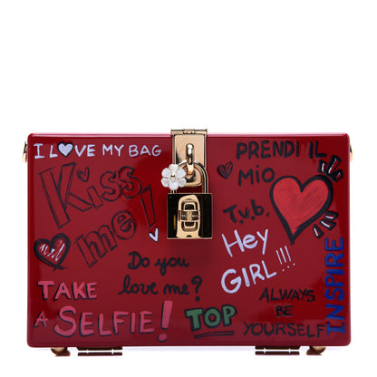 Dolce & Gabbana Acrylic Graffiti Printed Box Crossbody Bag Red 1 of 15