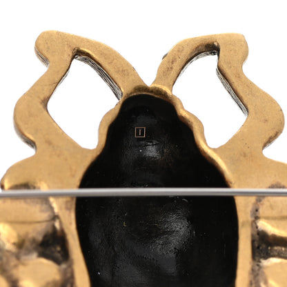 Gucci Metal Pearl Crystal Bee Brooch Aged Gold 5 of 6