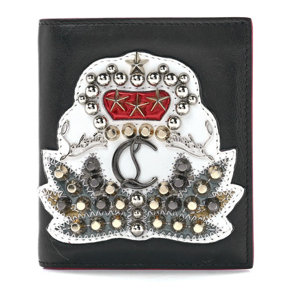 Christian Louboutin Calfskin Embellished Crown Compact Wallet Black 1 of 12