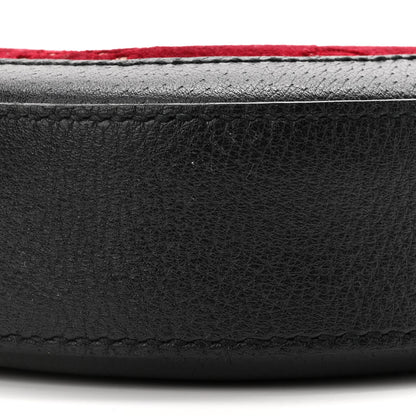 Gucci Velvet GG Monogram Textured Calfskin Round Shoulder Bag Red Cipria Black 10 of 10