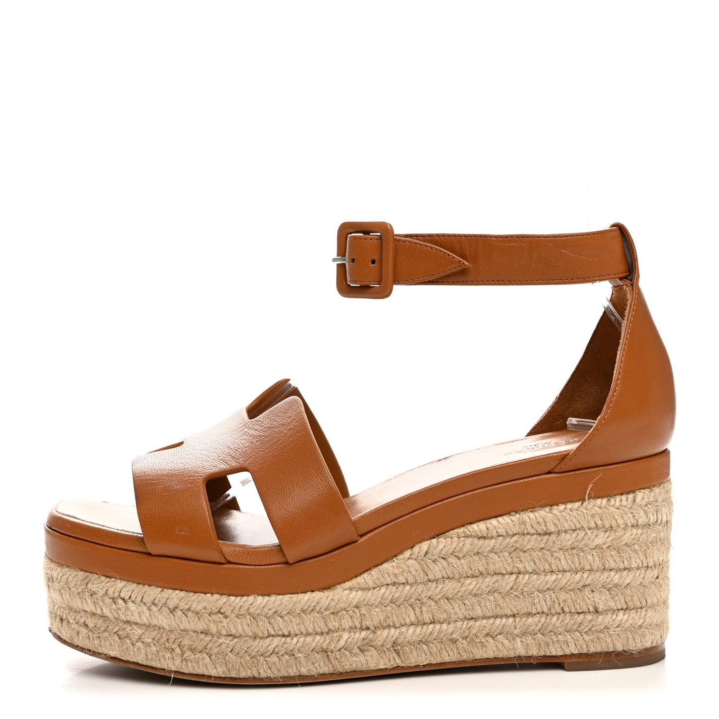 Goatskin Elda Espadrille Wedge Sandals 37 Natural
