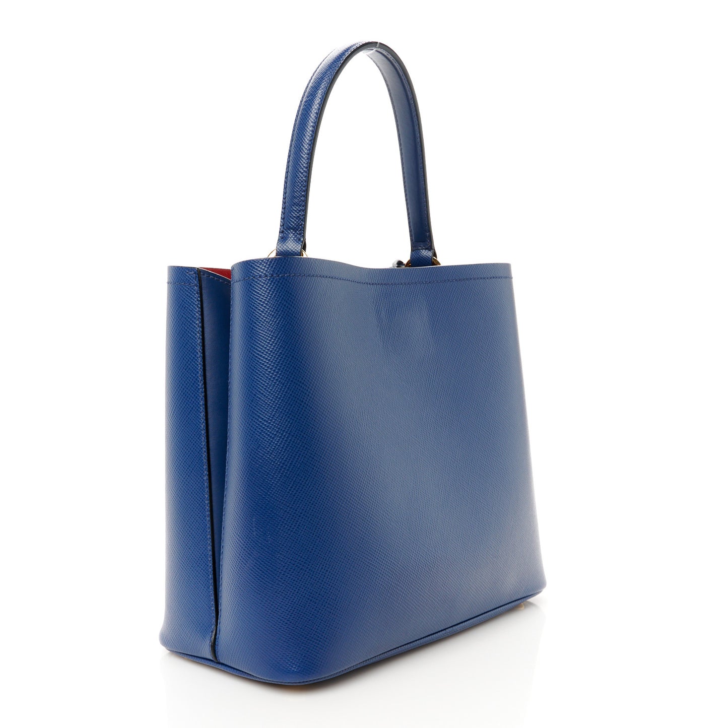 Saffiano Cuir Medium Panier Bucket Bag Bleuette Fuoco