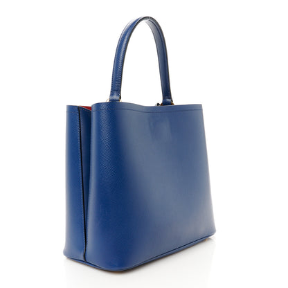 Prada Saffiano Cuir Medium Panier Bucket Bag Bleuette Fuoco 3 of 11