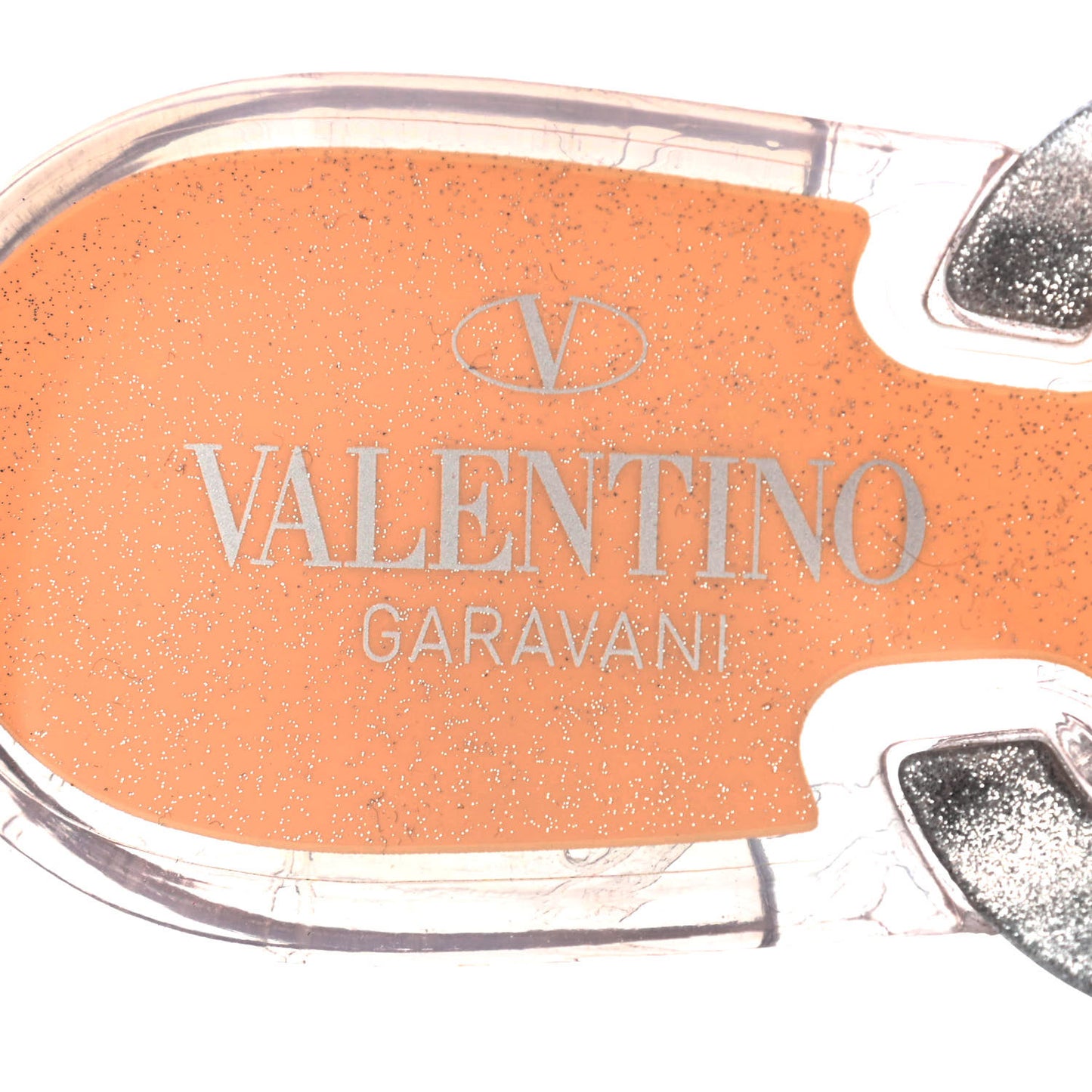 PVC Jelly Glitter Rockstud Bow Thong Sandals 41 Silver