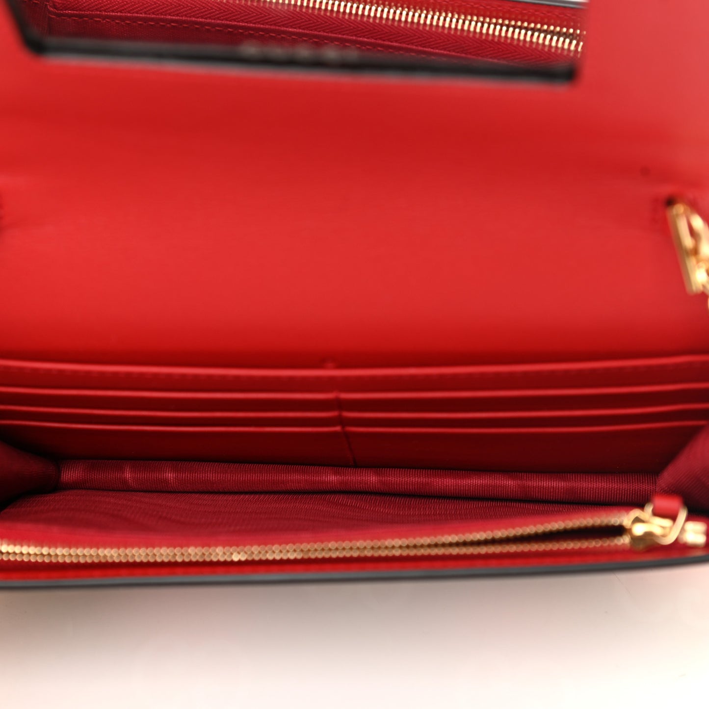 GG Supreme Monogram Apple Chain Wallet Beige Multicolor Lobster Red