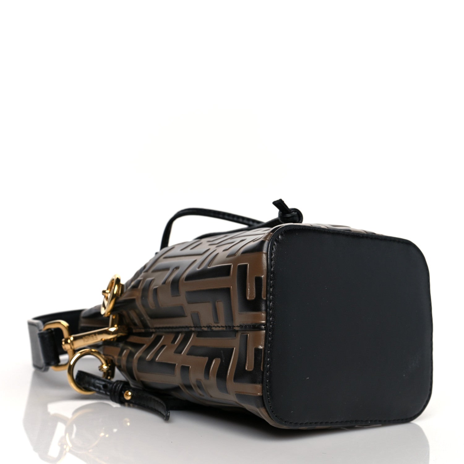 Fendi Vitello Liberty F is Fendi Bi-Color FF 1974 Embossed Mini Mon Tresor Bucket Bag Maya Black 4 of 11