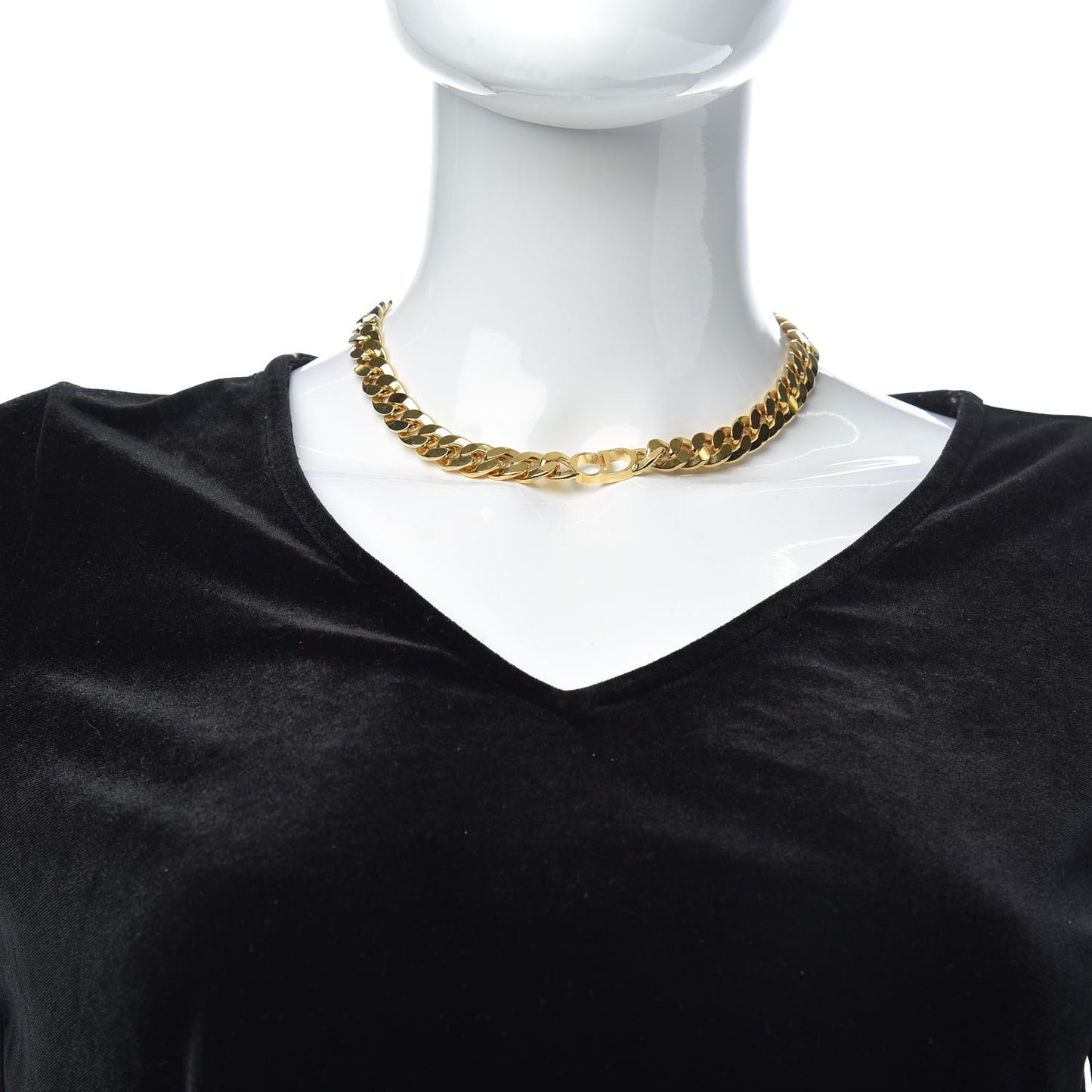 Metal CD Choker Necklace Gold