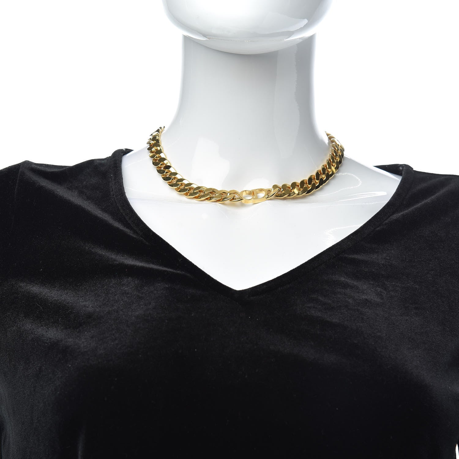 Christian Dior Metal CD Choker Necklace Gold 2 of 5
